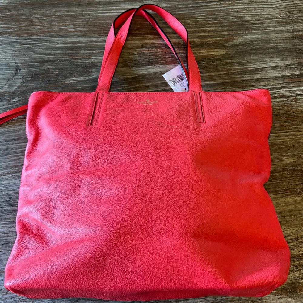 NWT Kate Spade Hot Rose Elliot Grey Street Leather Tote Bag